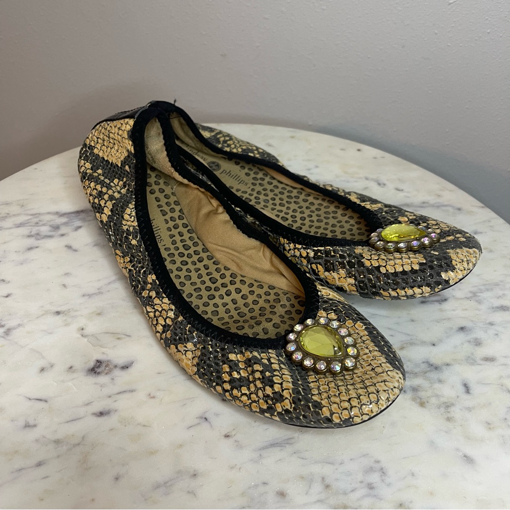 Lindsay Phillips Shoes Snakeskin Size 8.5 M Flats